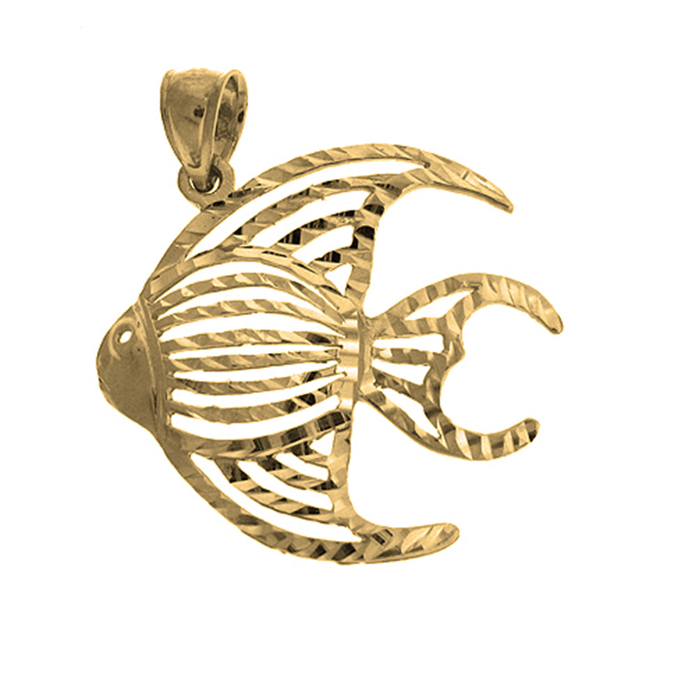 Yellow Gold-plated Silver Tropical Angelfish Pendant
