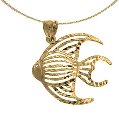 Sterling Silver Tropical Angelfish Pendant (Rhodium or Yellow Gold-plated)