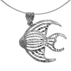 Sterling Silver Tropical Angelfish Pendant (Rhodium or Yellow Gold-plated)