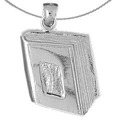 Sterling Silver Book Pendant (Rhodium or Yellow Gold-plated)