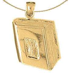 Sterling Silver Book Pendant (Rhodium or Yellow Gold-plated)