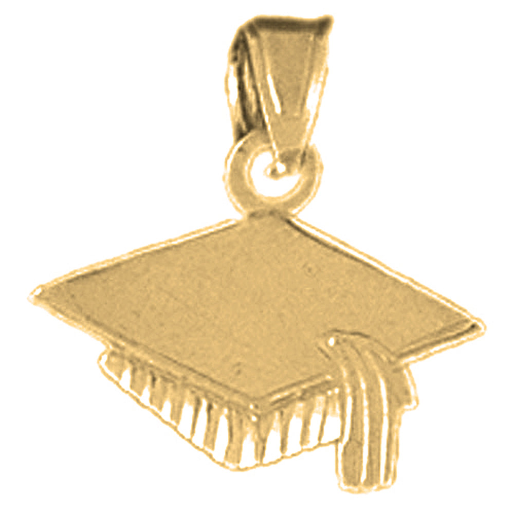 Yellow Gold-plated Silver Graduation Cap, Hat Pendant