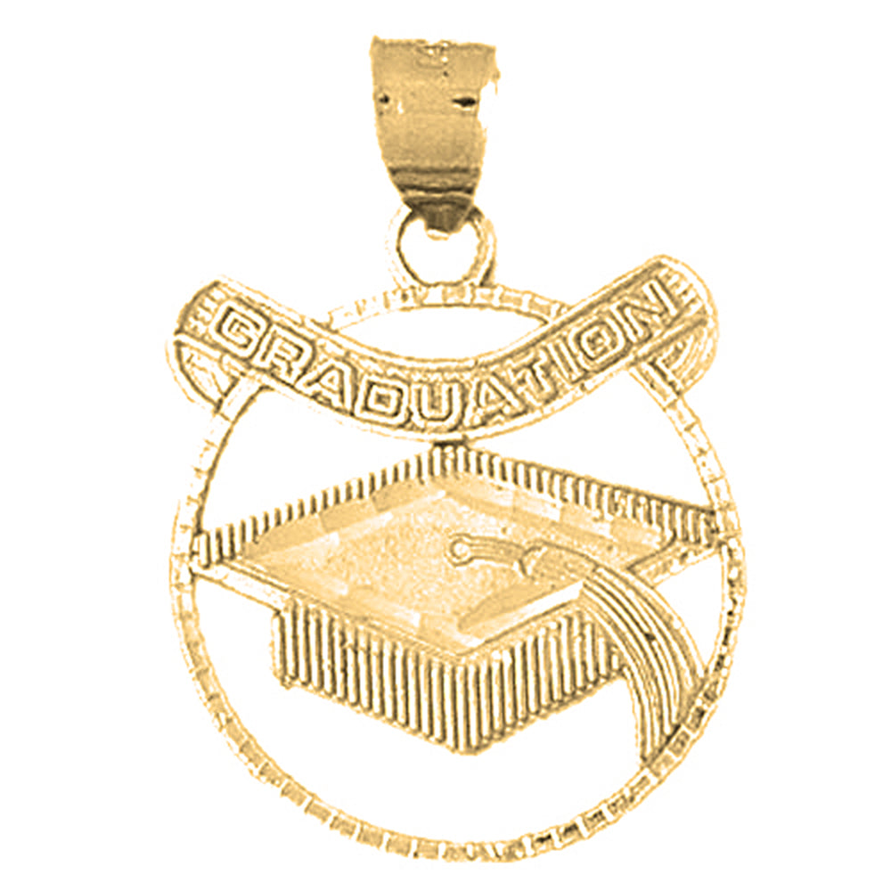 Yellow Gold-plated Silver Graduation Cap, Hat Pendant