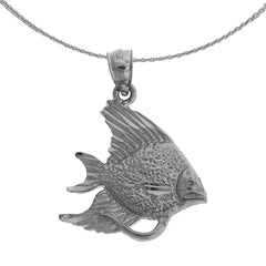 Colgante de pez ángel tropical de plata de ley (bañado en rodio o oro amarillo)