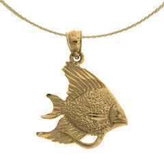 Colgante de pez ángel tropical de plata de ley (bañado en rodio o oro amarillo)