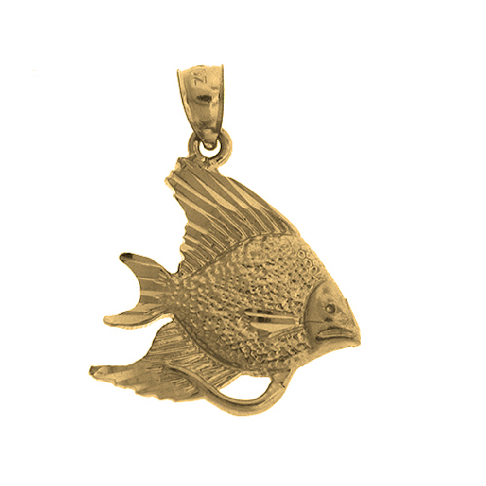 Yellow Gold-plated Silver Tropical Angelfish Pendant