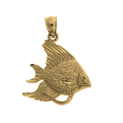 Yellow Gold-plated Silver Tropical Angelfish Pendant
