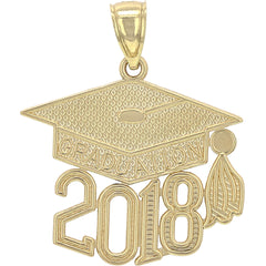 Yellow Gold-plated Silver Graduation Cap, Diploma (With Current Year) Pendant