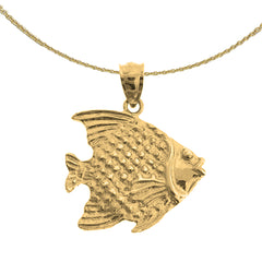 Sterling Silver Tropical Angelfish Pendant (Rhodium or Yellow Gold-plated)
