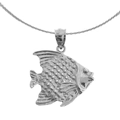 Sterling Silver Tropical Angelfish Pendant (Rhodium or Yellow Gold-plated)