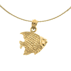 Sterling Silver Tropical Angelfish Pendant (Rhodium or Yellow Gold-plated)