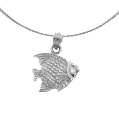 Sterling Silver Tropical Angelfish Pendant (Rhodium or Yellow Gold-plated)