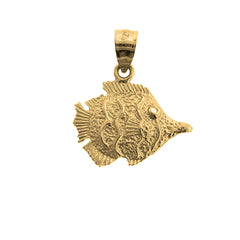 Yellow Gold-plated Silver Tropical Angelfish Pendant