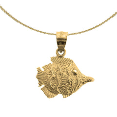 Sterling Silver Tropical Angelfish Pendant (Rhodium or Yellow Gold-plated)