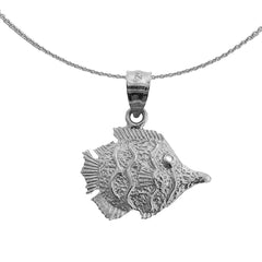 Sterling Silver Tropical Angelfish Pendant (Rhodium or Yellow Gold-plated)