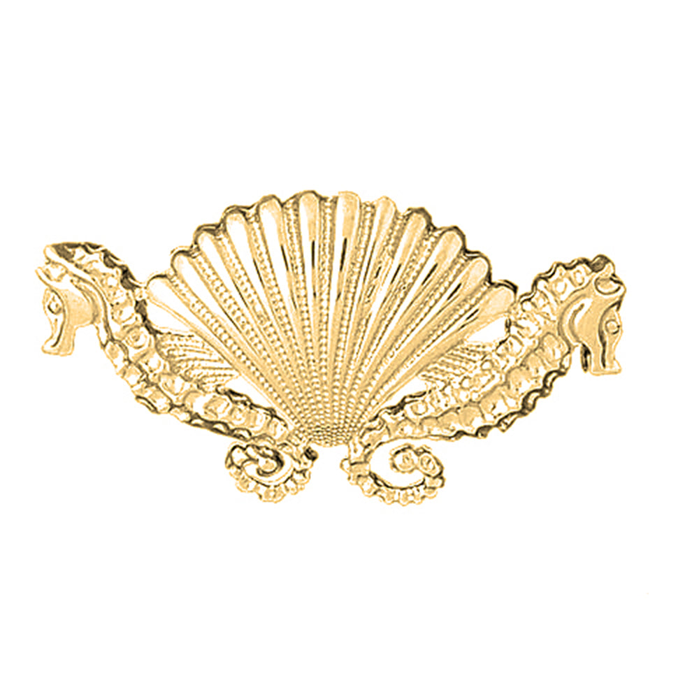 Yellow Gold-plated Silver Seahorse And Shell Pendant