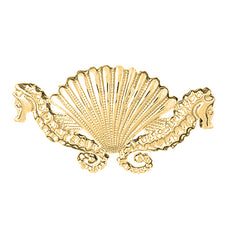 Yellow Gold-plated Silver Seahorse And Shell Pendant
