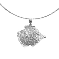 Colgante de pez ángel tropical de plata de ley (bañado en rodio o oro amarillo)