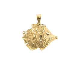Yellow Gold-plated Silver Tropical Angelfish Pendant