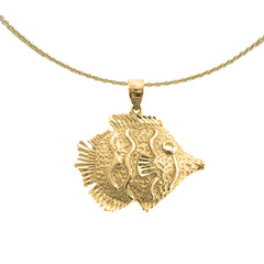 Colgante de pez ángel tropical de plata de ley (bañado en rodio o oro amarillo)