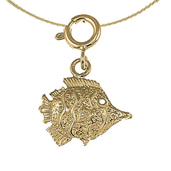Sterling Silver Tropical Angelfish Pendant (Rhodium or Yellow Gold-plated)
