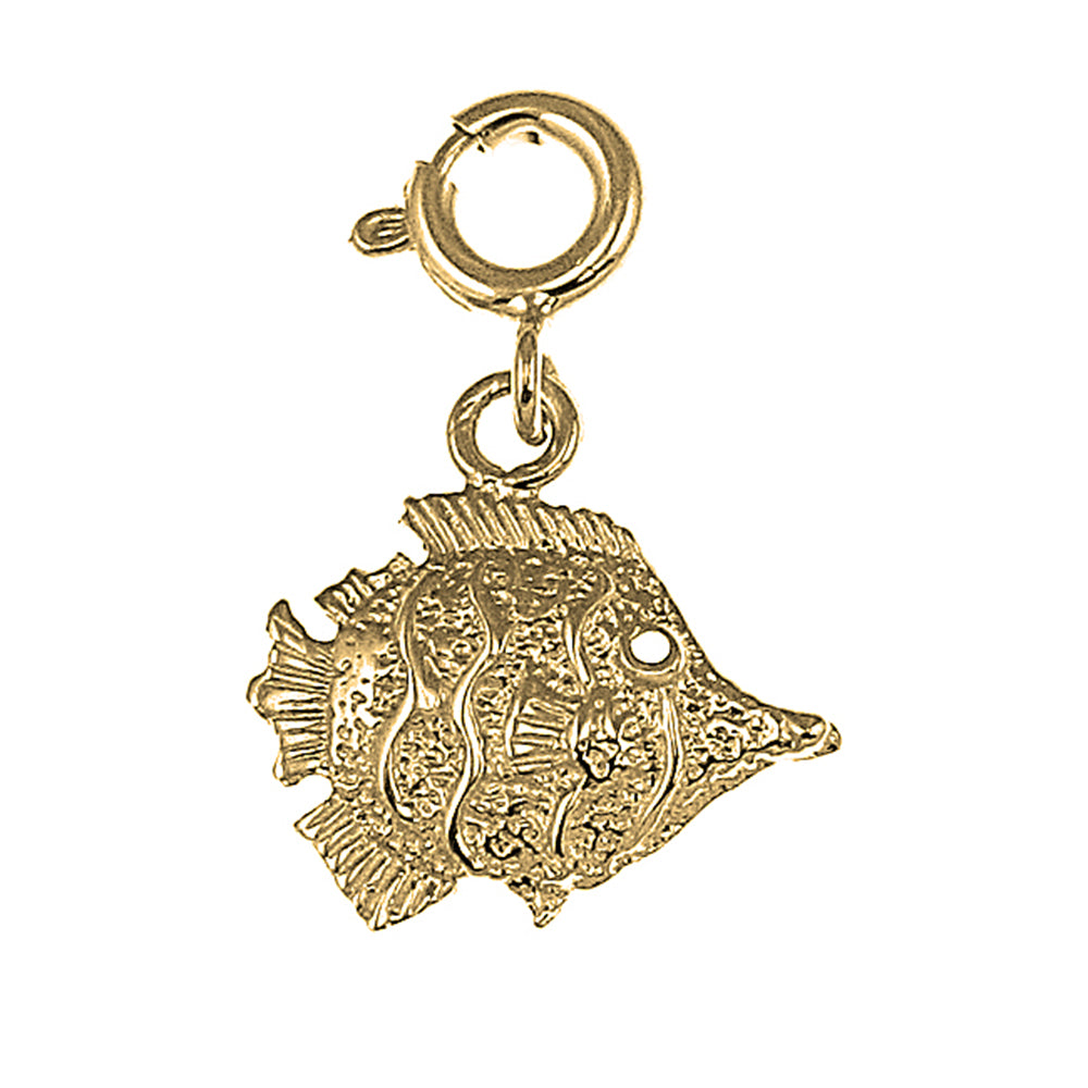 Yellow Gold-plated Silver Tropical Angelfish Pendant