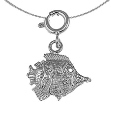 Sterling Silver Tropical Angelfish Pendant (Rhodium or Yellow Gold-plated)