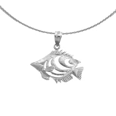 Colgante de pez ángel tropical de plata de ley (bañado en rodio o oro amarillo)