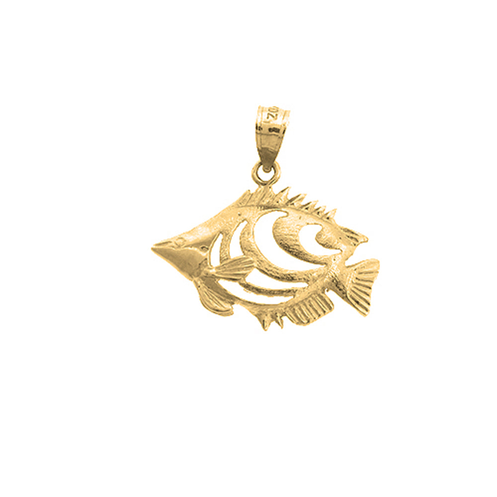 Yellow Gold-plated Silver Tropical Angelfish Pendant