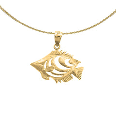 Colgante de pez ángel tropical de plata de ley (bañado en rodio o oro amarillo)