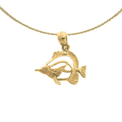Sterling Silver Tropical Angelfish Pendant (Rhodium or Yellow Gold-plated)