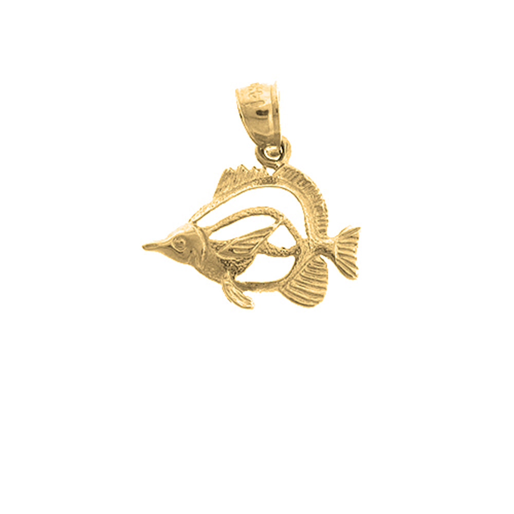 Yellow Gold-plated Silver Tropical Angelfish Pendant