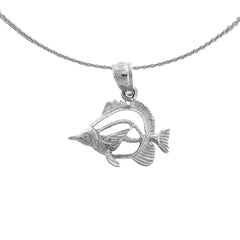 Sterling Silver Tropical Angelfish Pendant (Rhodium or Yellow Gold-plated)