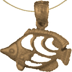 Colgante de pez ángel tropical de plata de ley (bañado en rodio o oro amarillo)