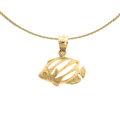 Colgante de pez ángel tropical de plata de ley (bañado en rodio o oro amarillo)