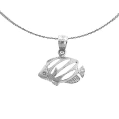 Colgante de pez ángel tropical de plata de ley (bañado en rodio o oro amarillo)