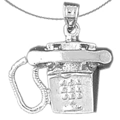 Sterling Silver Telephone Pendant (Rhodium or Yellow Gold-plated)