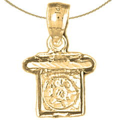 Sterling Silver Telephone Pendant (Rhodium or Yellow Gold-plated)