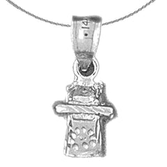 Sterling Silver 3D Telephone Pendant (Rhodium or Yellow Gold-plated)
