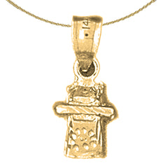 Sterling Silver 3D Telephone Pendant (Rhodium or Yellow Gold-plated)