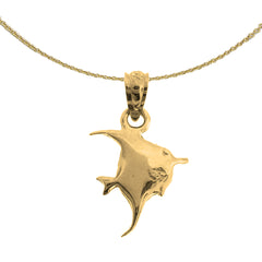 Sterling Silver Tropical Angelfish Pendant (Rhodium or Yellow Gold-plated)