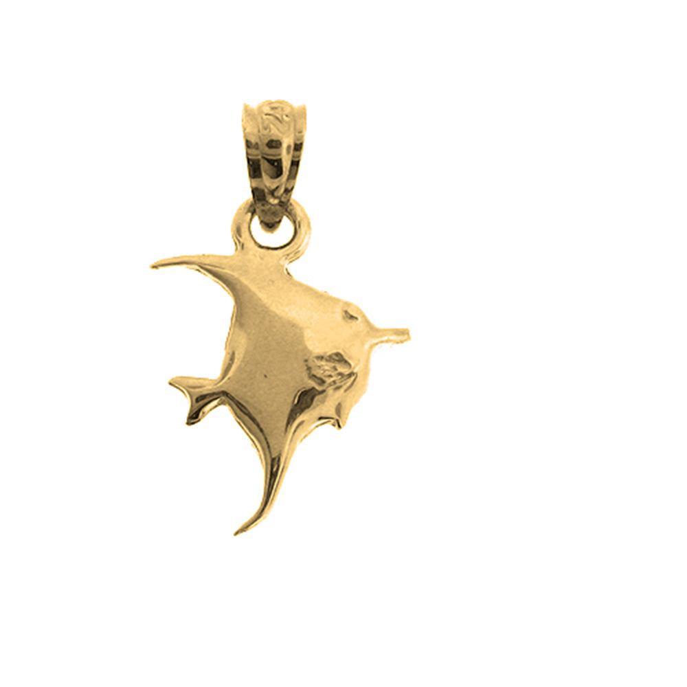Yellow Gold-plated Silver Tropical Angelfish Pendant