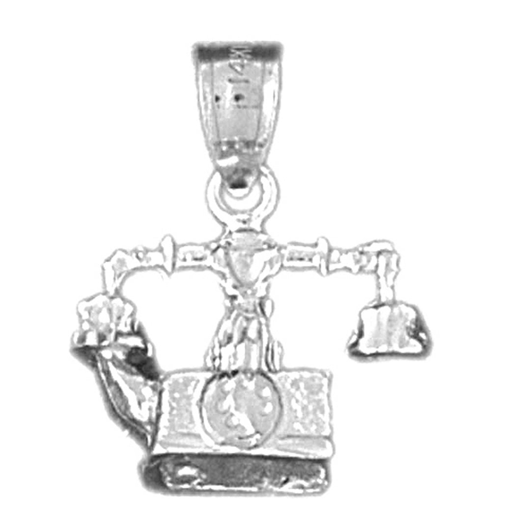 Sterling Silver 3D Telephone Pendant