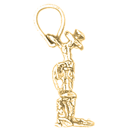 Yellow Gold-plated Silver 3D Telephone Pendant