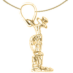 Sterling Silver 3D Telephone Pendant (Rhodium or Yellow Gold-plated)