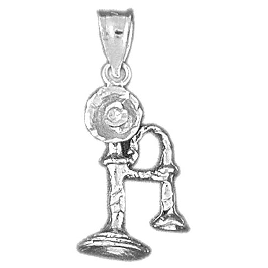 Sterling Silver 3D Telephone Pendant