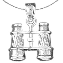Sterling Silver 3D Binoculars Pendant (Rhodium or Yellow Gold-plated)