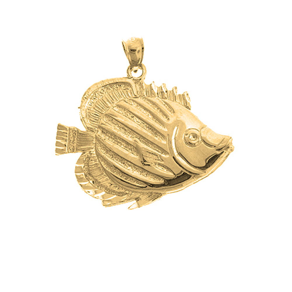 Yellow Gold-plated Silver Tropical Angelfish Pendant