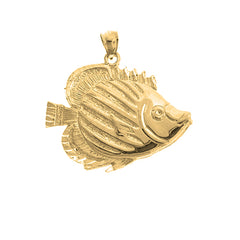 Yellow Gold-plated Silver Tropical Angelfish Pendant