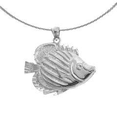 Sterling Silver Tropical Angelfish Pendant (Rhodium or Yellow Gold-plated)